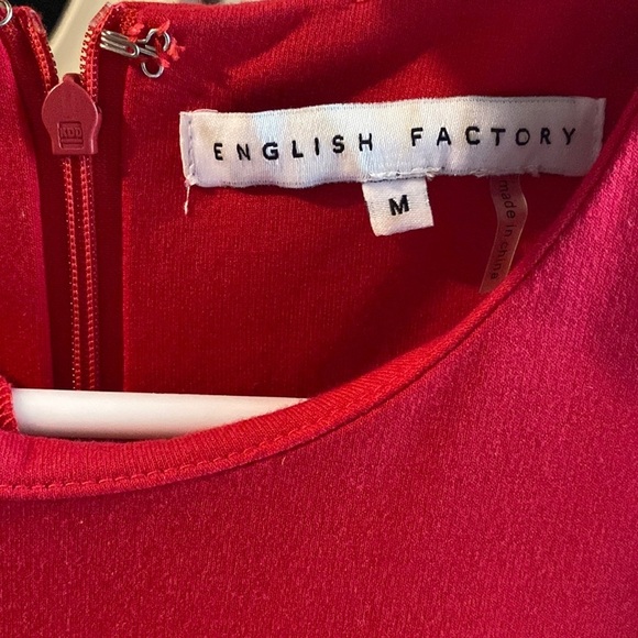 English Factory Puff Sleeves Red Dress - Picture 6 of 9